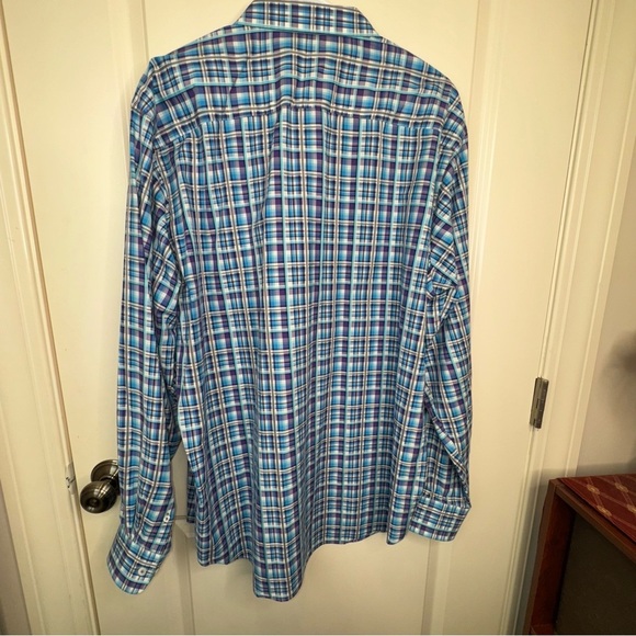 Bugatchi Uomo Mens Multicolored Madras Plaid Long Sleeve Button Down Shirt XL - Picture 9 of 12